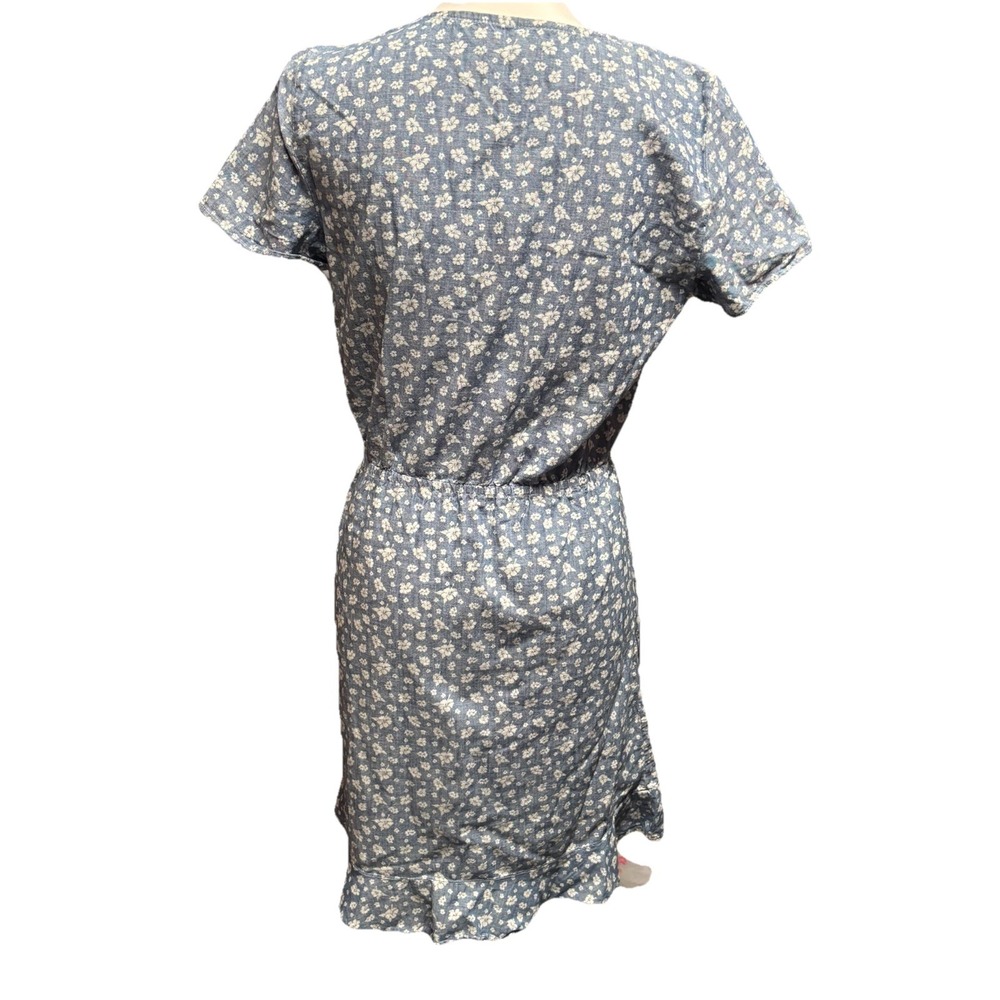 J. Crew Mercantile Floral Printed Chambray Faux Wrap Ruffle Dress Size XS - Picture 2 of 8